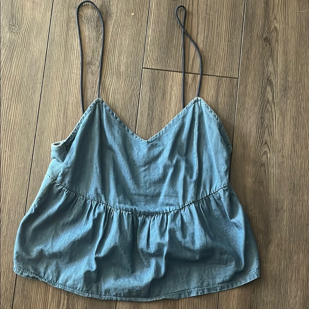 Zara Blue Sleeveless Bustier Peplum Camisole